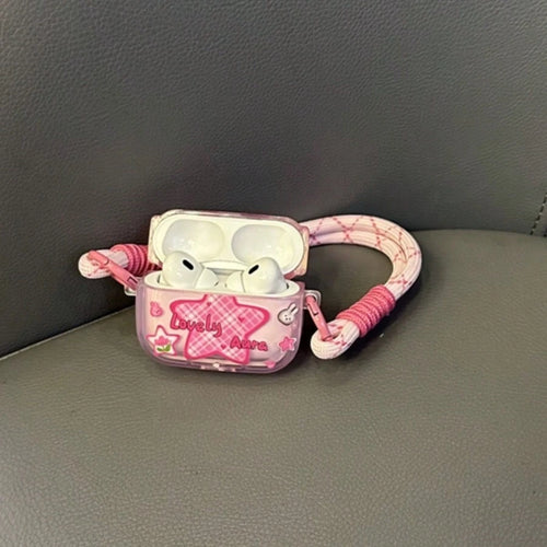 10750 2t-008 Estuche Con Forma De Oreja De Gato Y Estrella Con Correa Para Los Auriculares