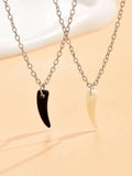 8211 1b-04-21 Set 2 Unids Collar Unisex Con Diseño De Cuerno Blanco Y Negro