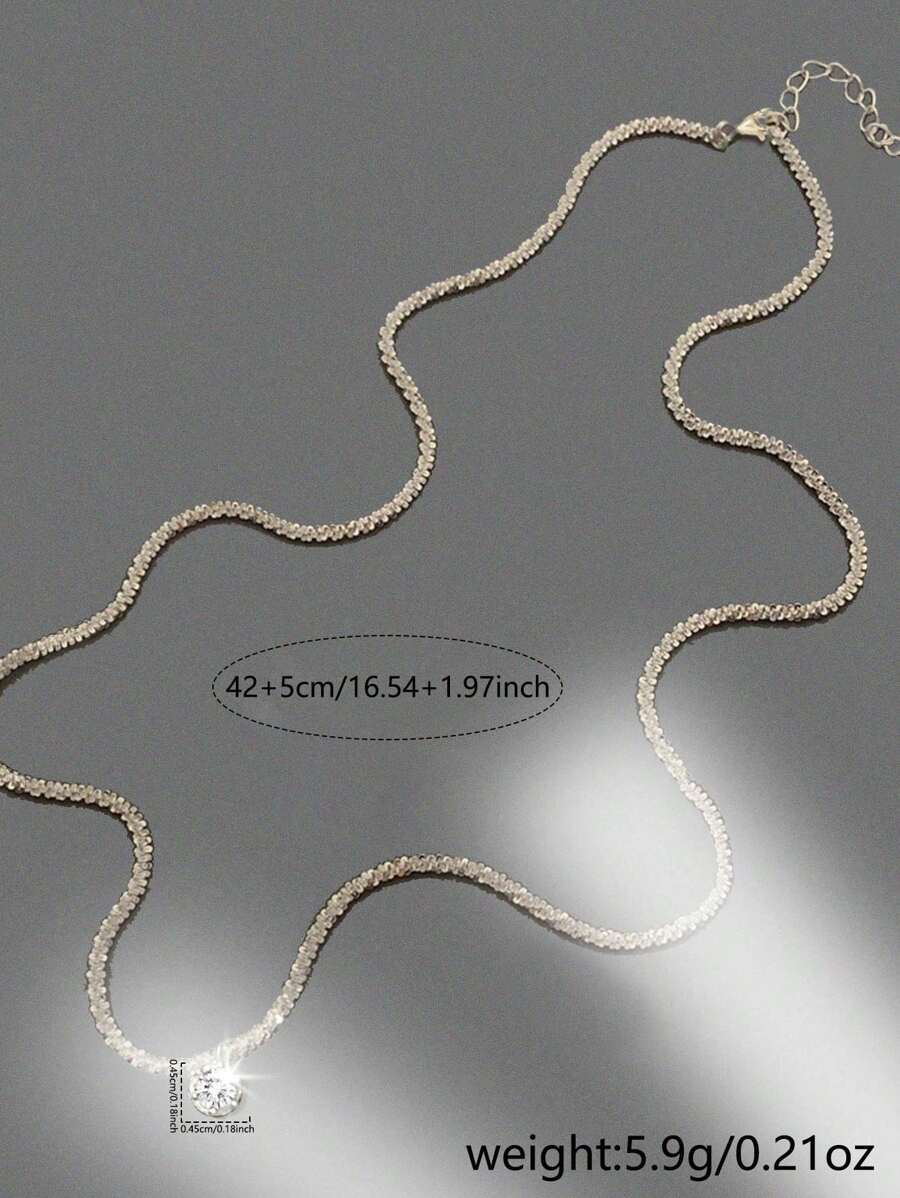 15195 1b-01-10 Collar con dije de pentágono romboidal de circonia cúbica