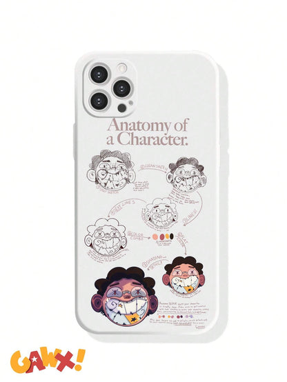 7678 1b-04-17 Una pieza Funda para móvil con letra con estampado de dibujos animados de silicona para iPhone