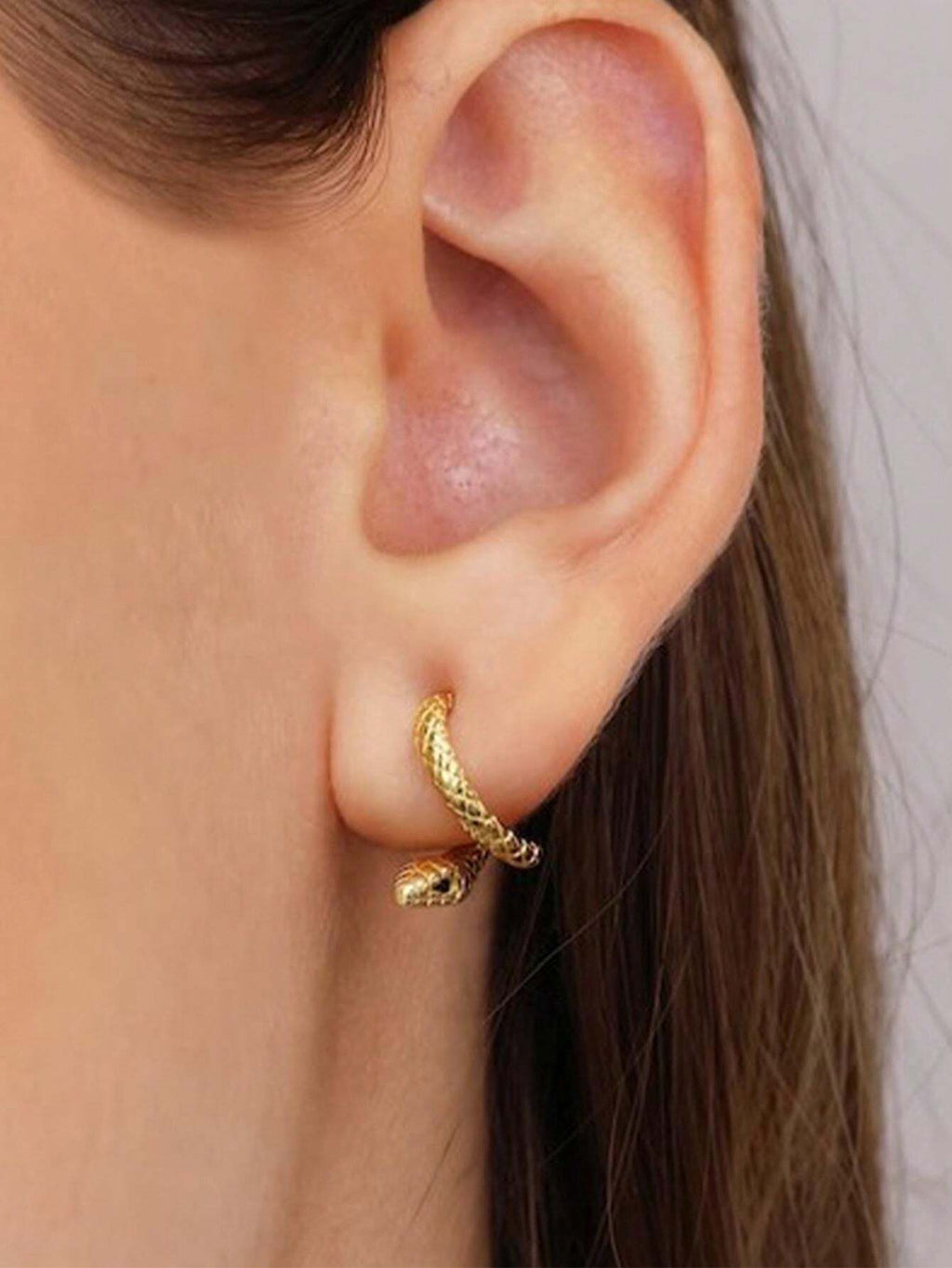 8030 1b-073 Un Par Aretes Ajustables Con Forma De Serpiente