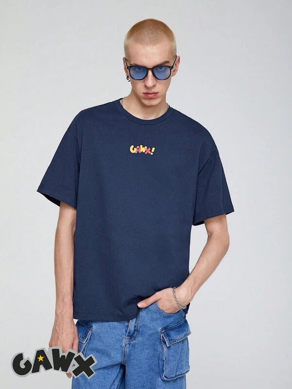 7417 1t-006 Camiseta con estampado de letra y dibujos animados