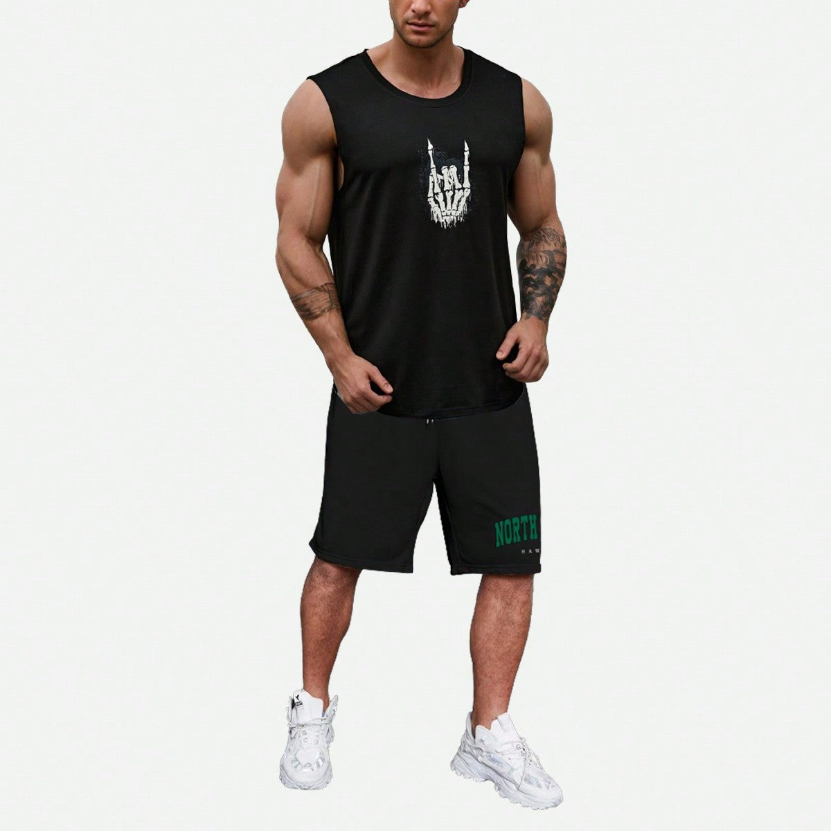 9751 1t-006 Camiseta Sin Mangas Con Calavera Y Manos Desnudas Para Hombre