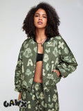 7431 1a-06-02 Una Pieza Abrigo de invierno con estampado de letra con cremallera