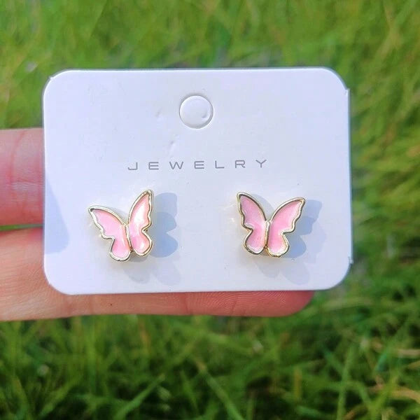 8031 b03-01 Pendientes De Mariposa Esmaltados Elegantes Minimalistas De Nueva Moda Para Mujer