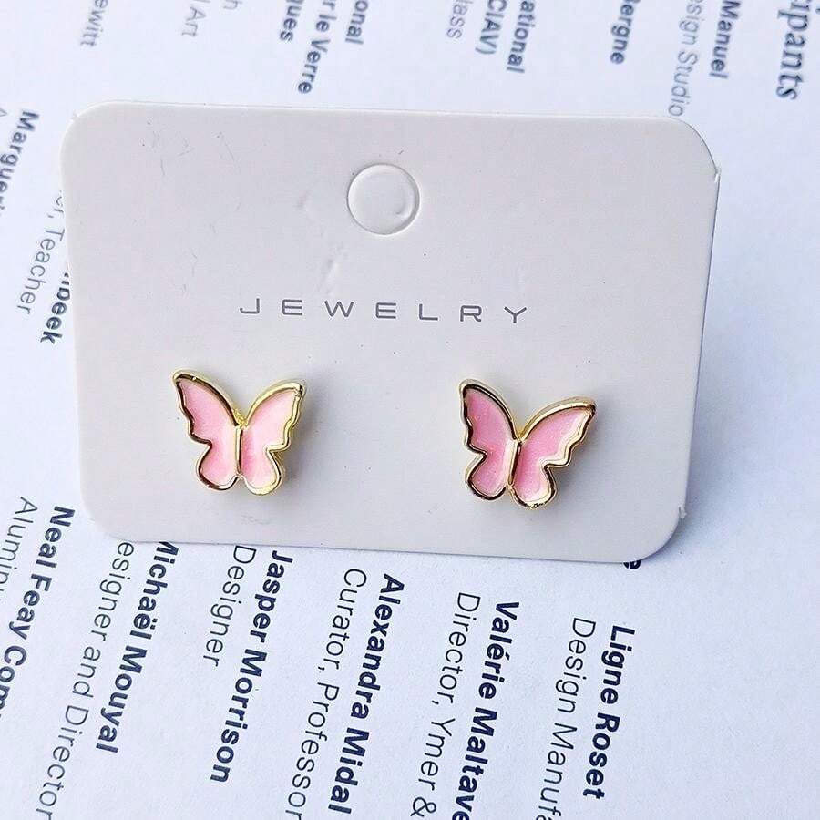 8031 b03-01 Pendientes De Mariposa Esmaltados Elegantes Minimalistas De Nueva Moda Para Mujer