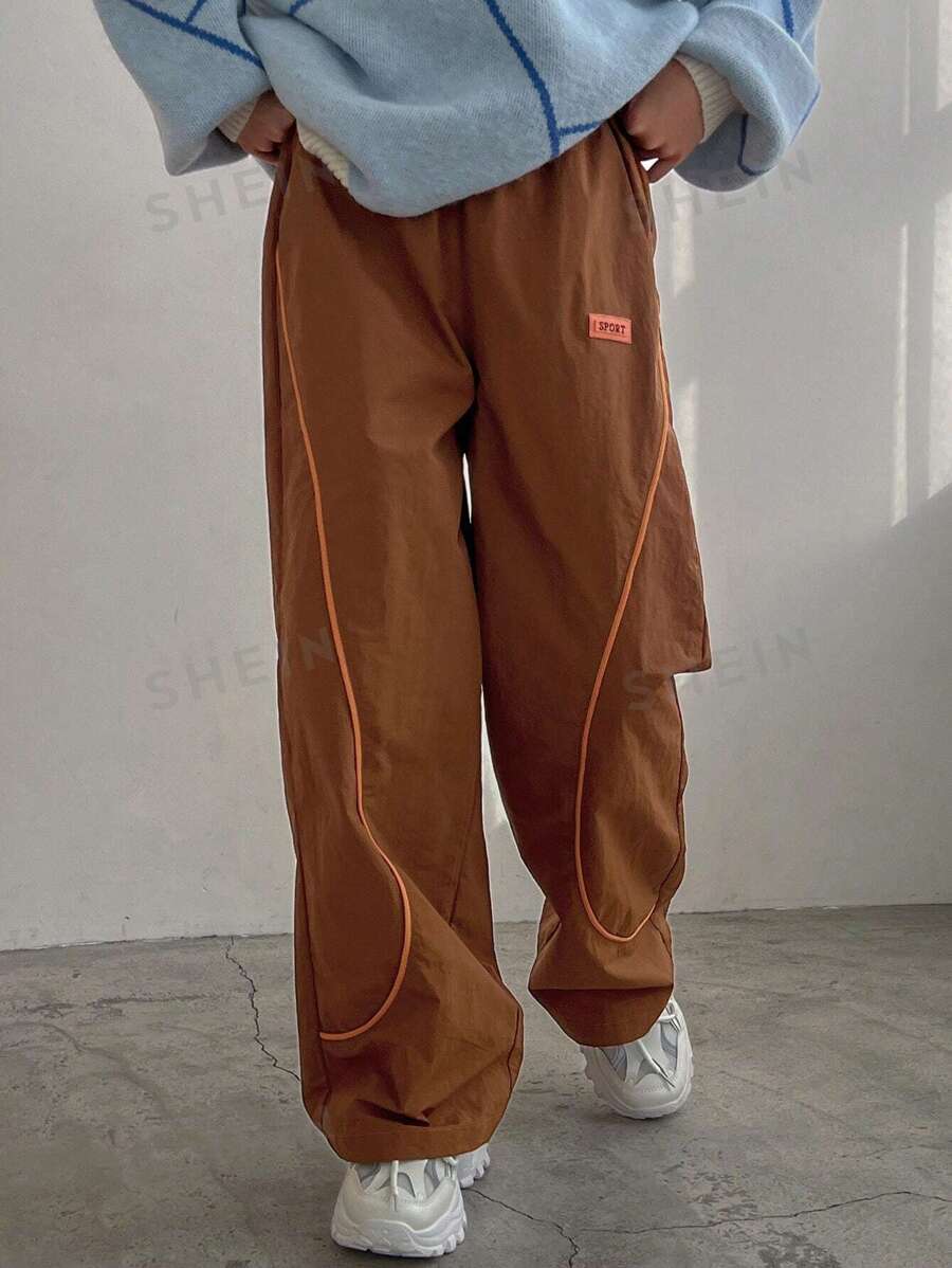 11654 1t-007 Pantalones Anchos Y Sueltos Para Mujer Con Bloques De Color Y Rayas