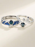 10769 1b-006 Dos Piezas Anillo Hombre Astronauta Happy Planet De Aleacion De Cobre