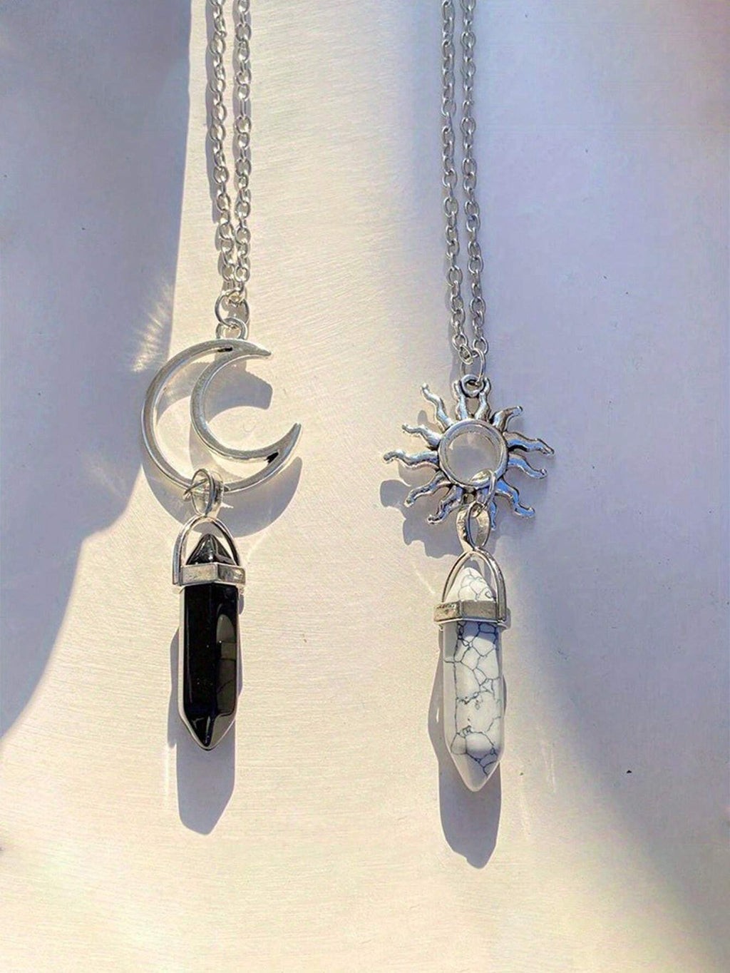 15206 1b-01-10 2 Piezas/set Conjunto De Collar De Amantes Vintage De Sol Y Luna