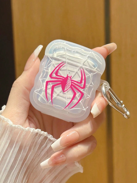 9634 1b-01-33 Funda Para Auriculares Ondulada Y Pintada Con Una Araña Para Airpods