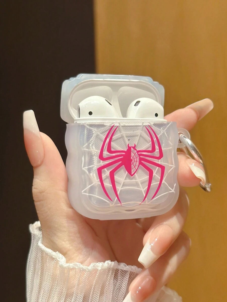 9634 1b-01-33 Funda Para Auriculares Ondulada Y Pintada Con Una Araña Para Airpods