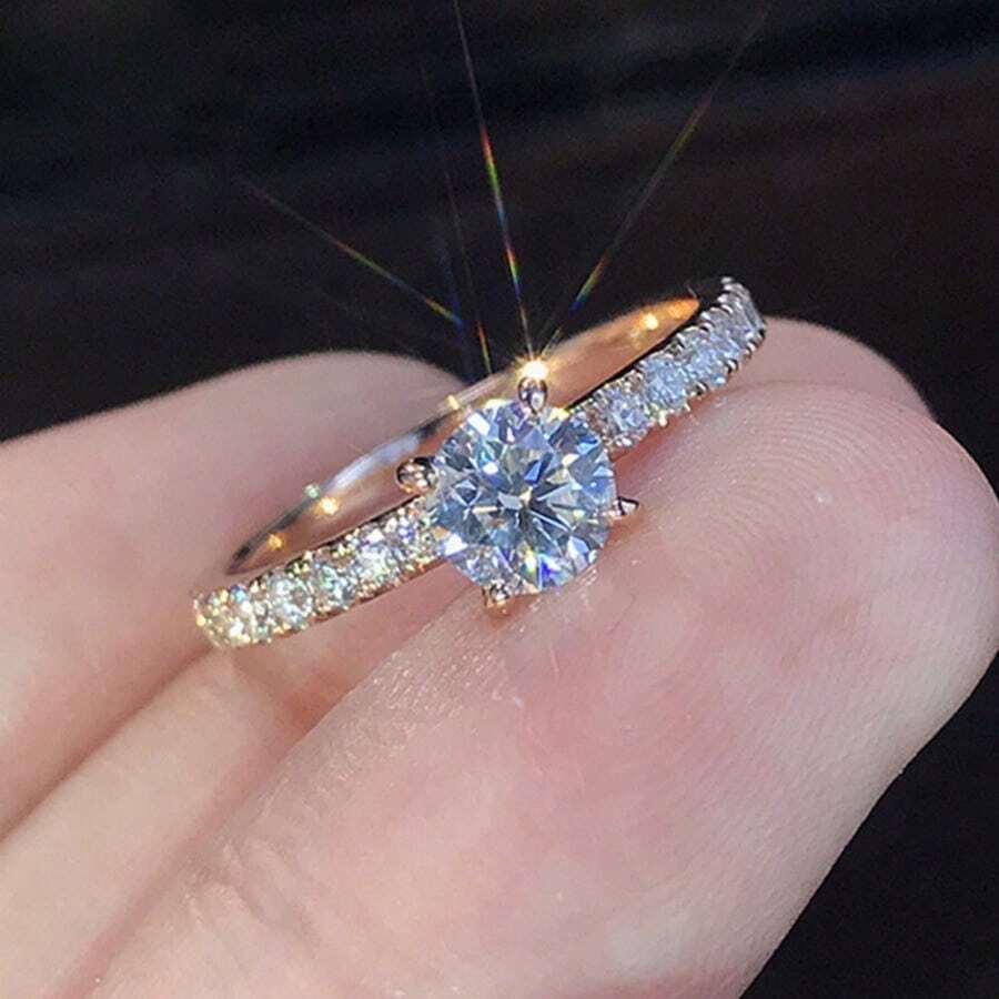 10613 1b-074 Anillo De Compromiso Con Incrustaciones Simples De Estilo Europeo