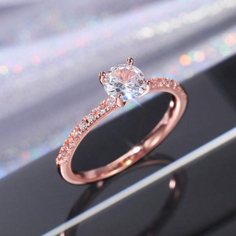 10613 1b-074 Anillo De Compromiso Con Incrustaciones Simples De Estilo Europeo