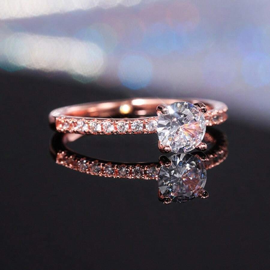 10613 1b-074 Anillo De Compromiso Con Incrustaciones Simples De Estilo Europeo