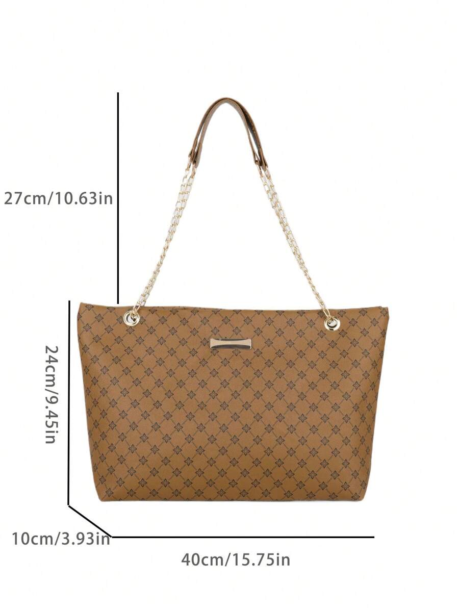 8760 1c-018 Bolso Marrón Con Decoraciones Metálicas Doradas
