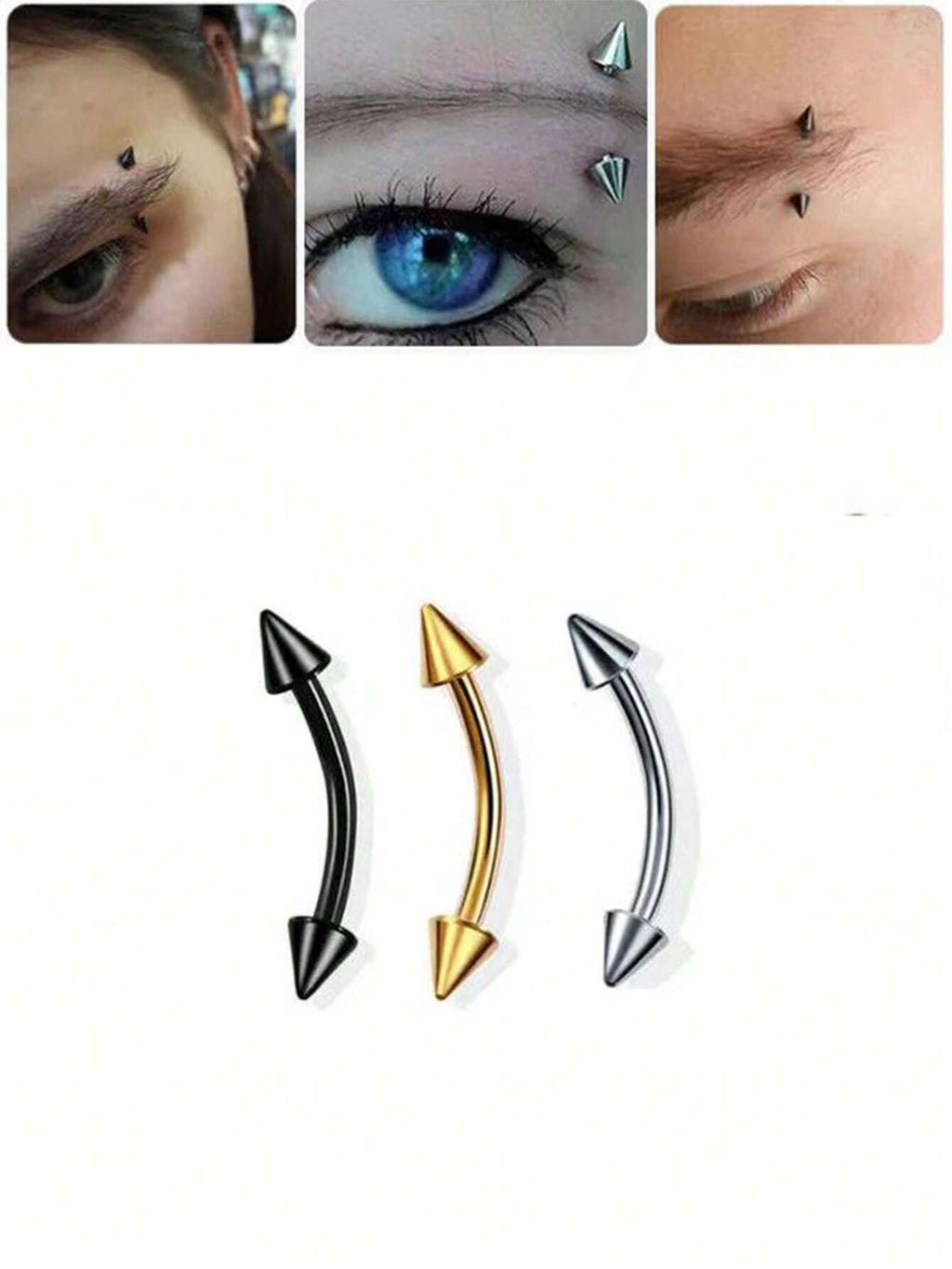 10021 1b-076 Dos Piezas Piercing De Ceja Curvados Con Broca De Acero Inoxidable