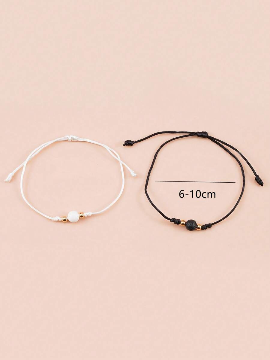 10929 1b-01-15 conjunto dos Piezas Pulsera De Pareja Piedra Volcánica Natural