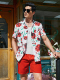 12087 2c-282 Conjunto De Camisa Con Estampado Floral Y Pantalones Cortos De Color Liso Para Hombre