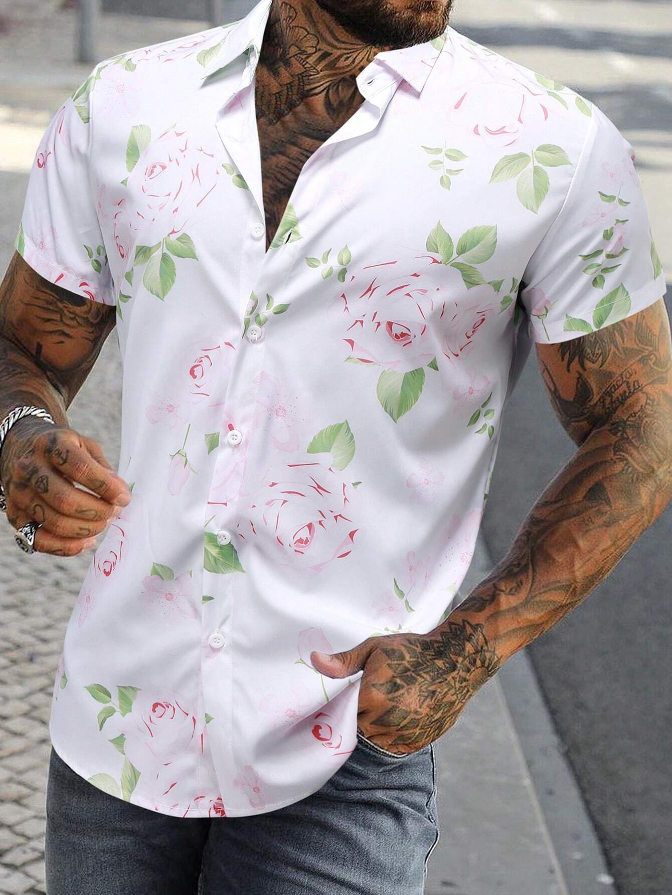14112 1a-077 Camisa Estampada Con Flores 1 Pza