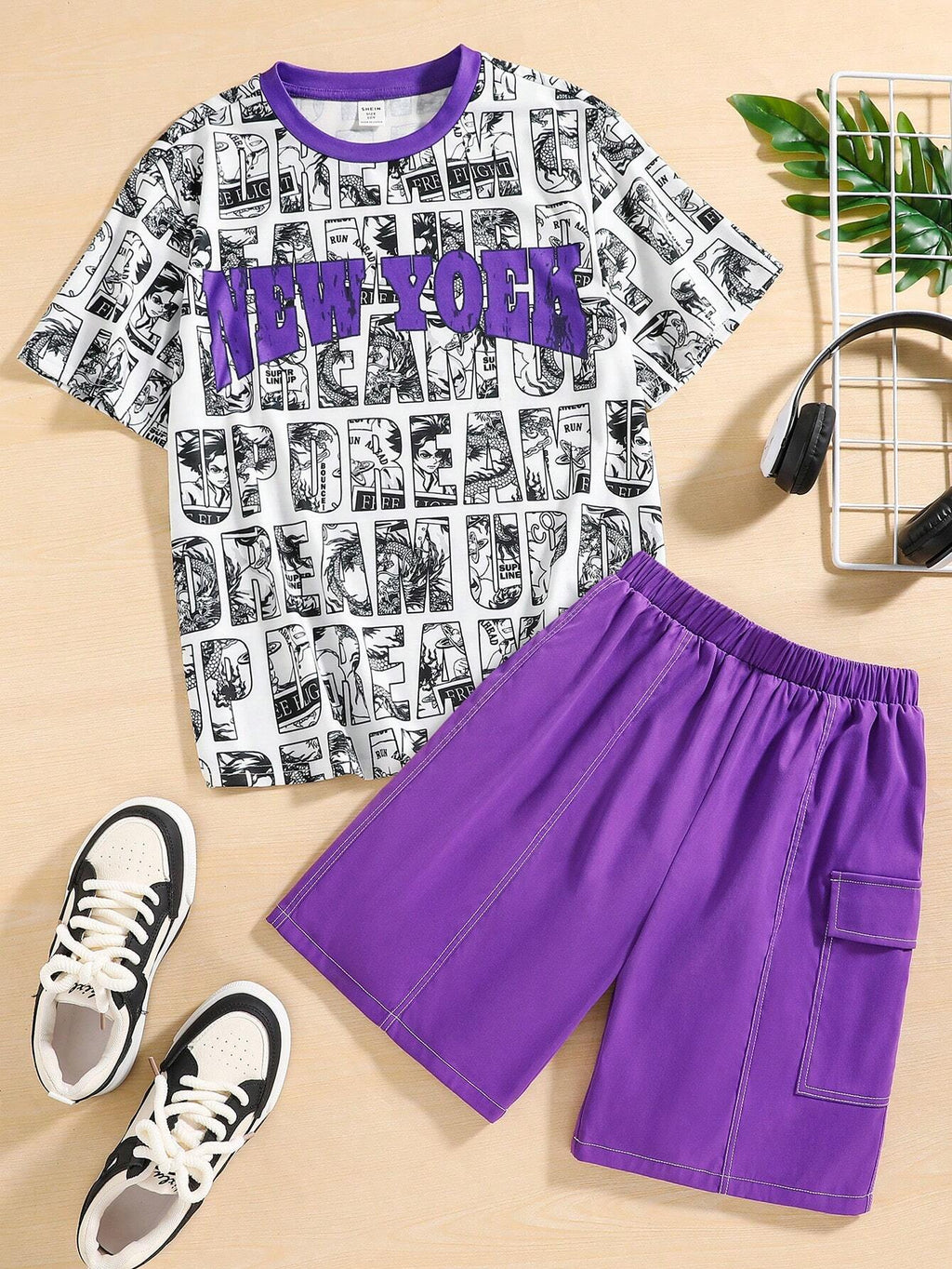 11866 2a-01-16 Conjunto Blanco/Morado Hombre 2 Pzas