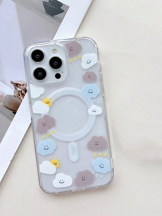 10754 2t-014 Funda Magnética De Teléfono Con Diseño De Nube Sonriente