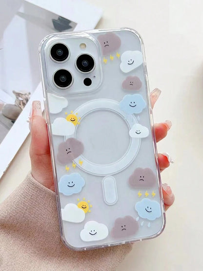 10754 2t-014 Funda Magnética De Teléfono Con Diseño De Nube Sonriente