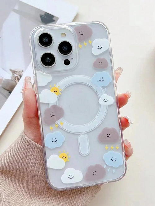 10754 2t-014 Funda Magnética De Teléfono Con Diseño De Nube Sonriente