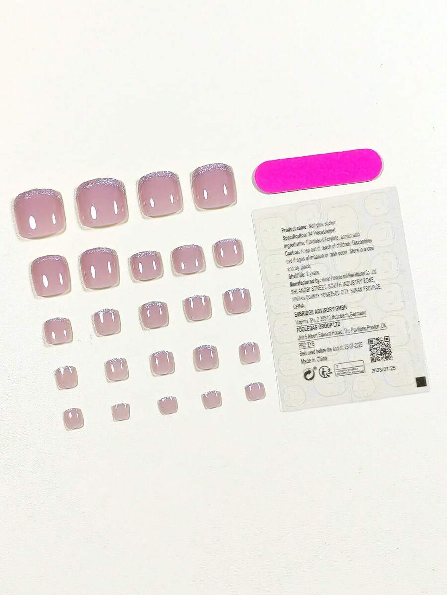 10990 1b-023 diariamente 24 piezas simple cuadrado Uñas falsas con ribete