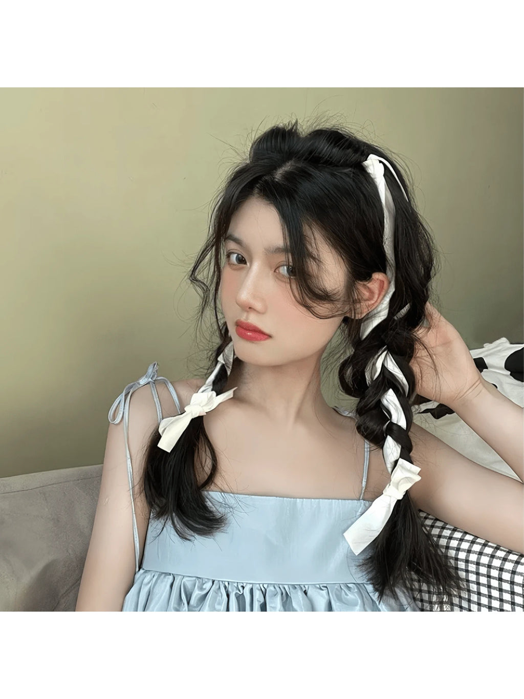 8111 1b-012 Una Banda Para El Cabello Trenzada Blanca