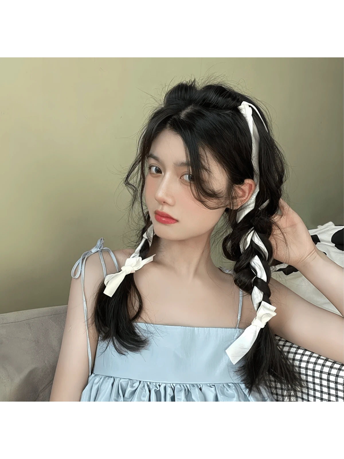 8111 1b-012 Una Banda Para El Cabello Trenzada Blanca