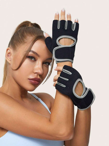 11710 A05-06  1 Par De Guantes De Fitness De Medio Dedo Para Hombres Y Mujeres