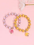10932 1b-047 Pulseras Elásticas Con Colgante De Corazón Y Béisbol