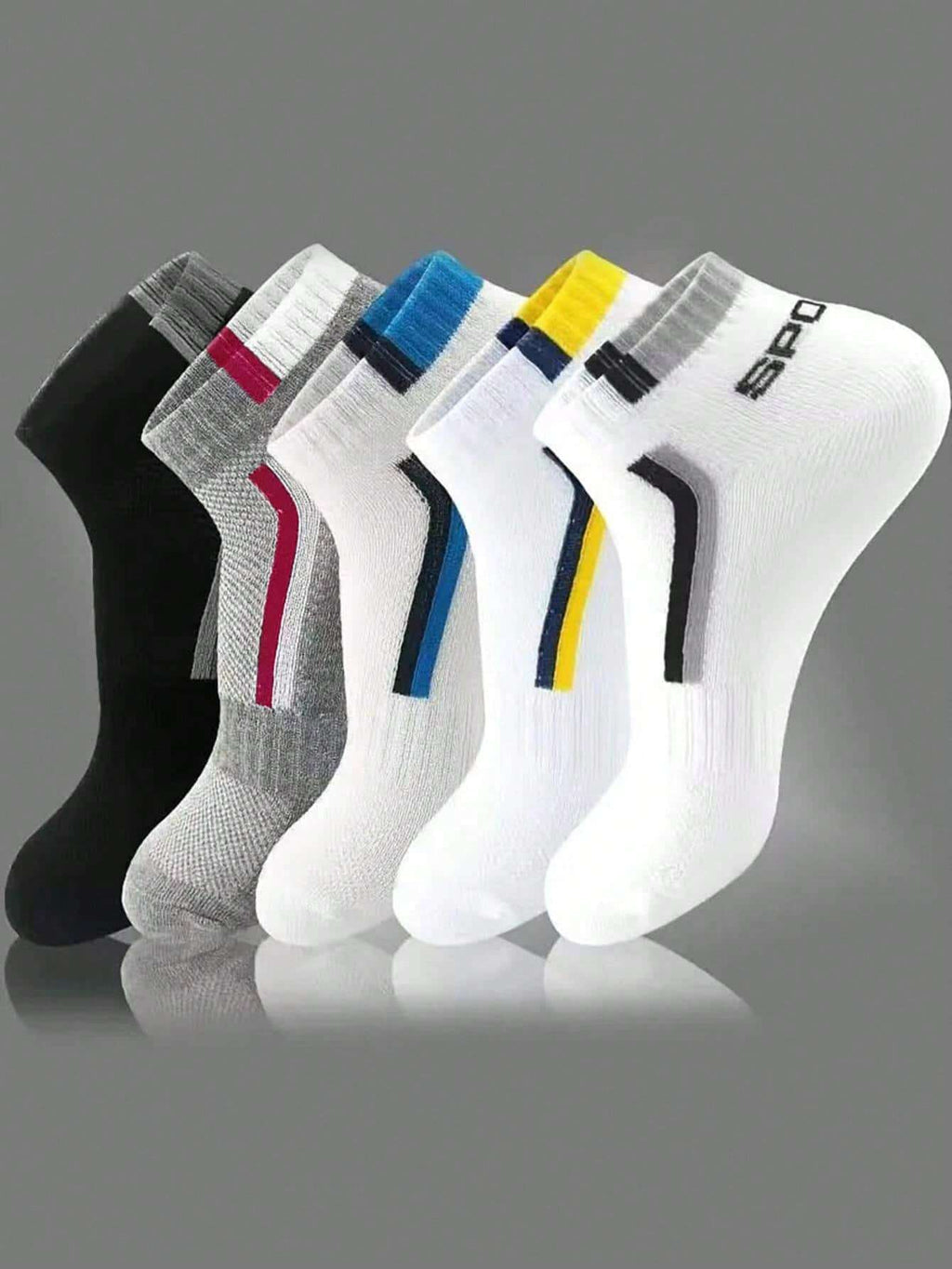 9841 1a-002 Cinco pares Calcetines con estampado de letra transpirable