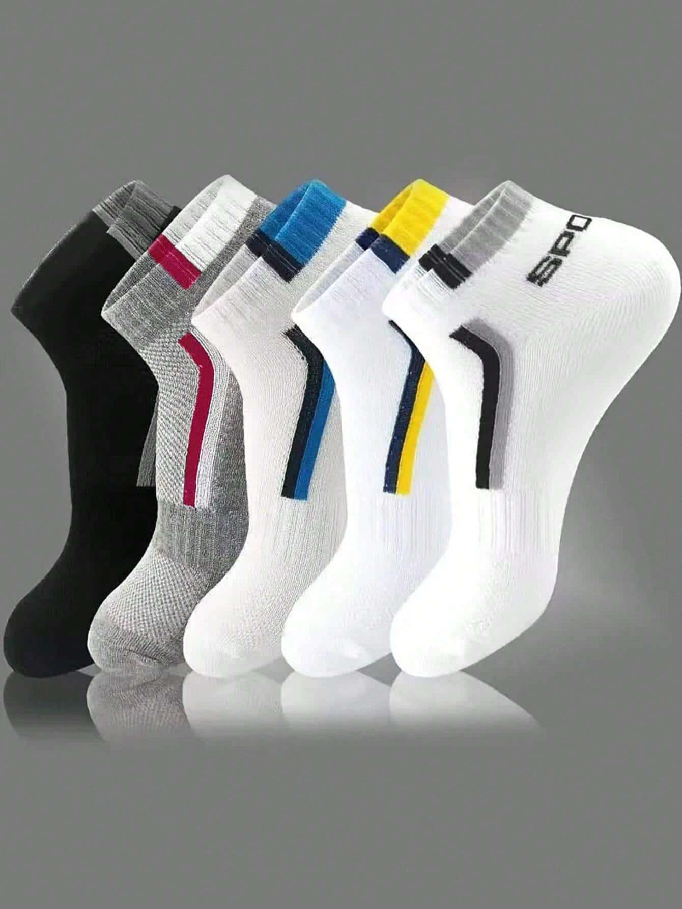 9841 1a-002 Cinco pares Calcetines con estampado de letra transpirable