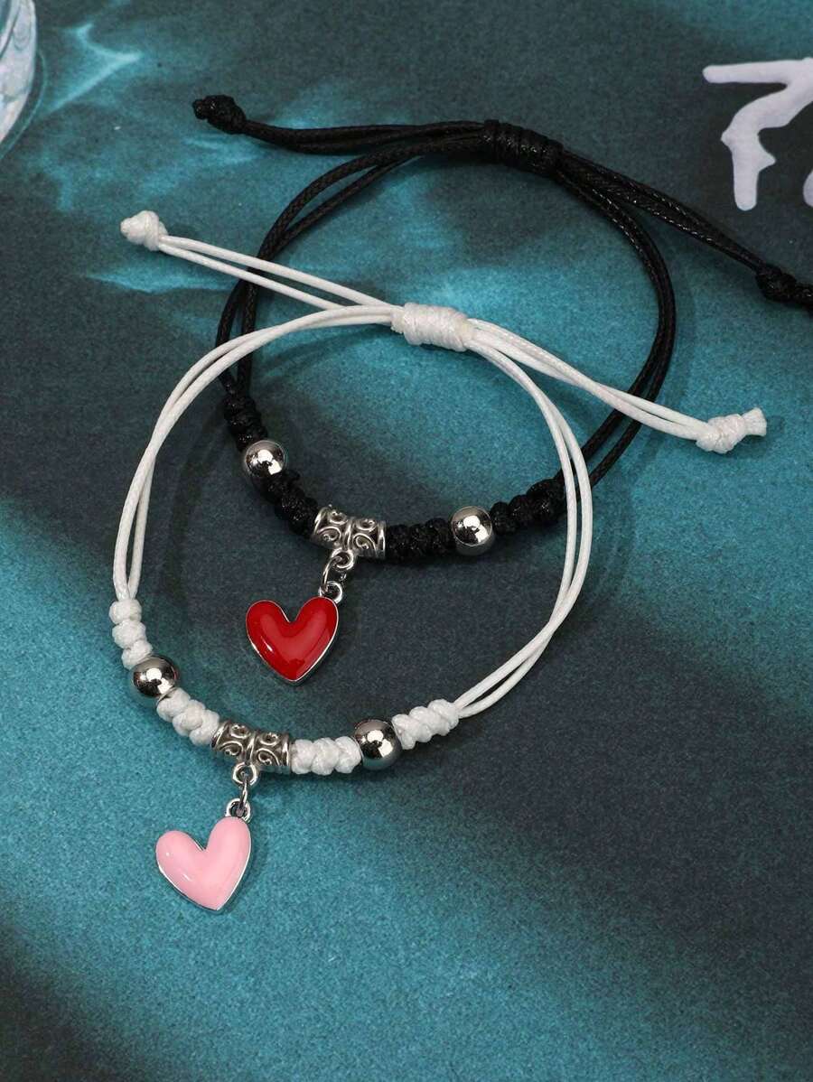 10933 01-b01-15 Conjunto De 2 Pulseras En Forma De Corazón Para Parejas