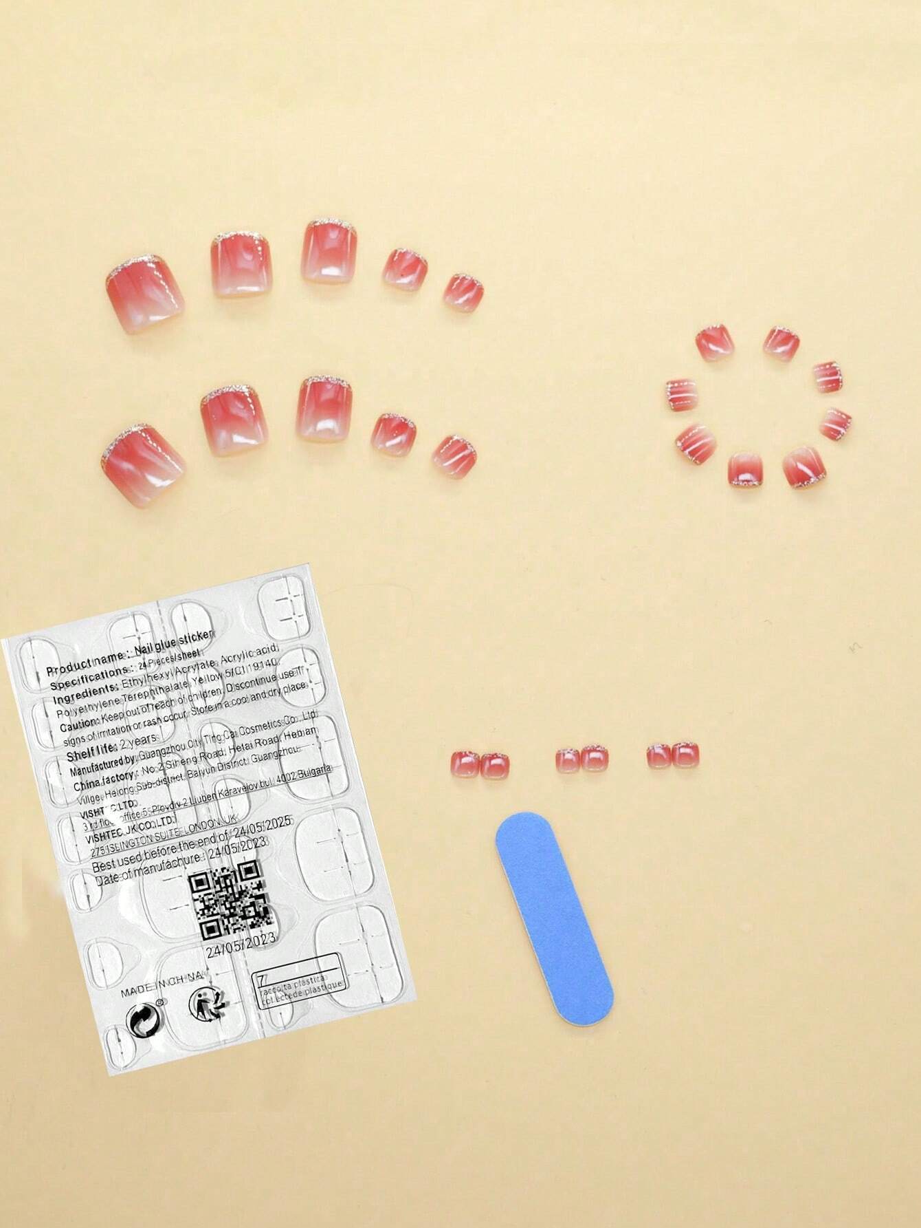18517 1b-173 Uñas postizas con adhesivo 24 Pzas
