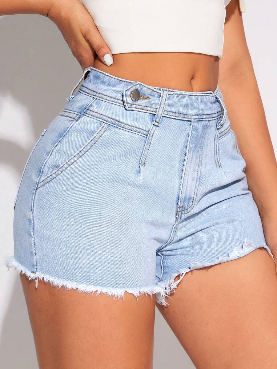 11597 1a-04-05 Shorts Vaqueros Con Dobladillo Con Flecos Para Mujer