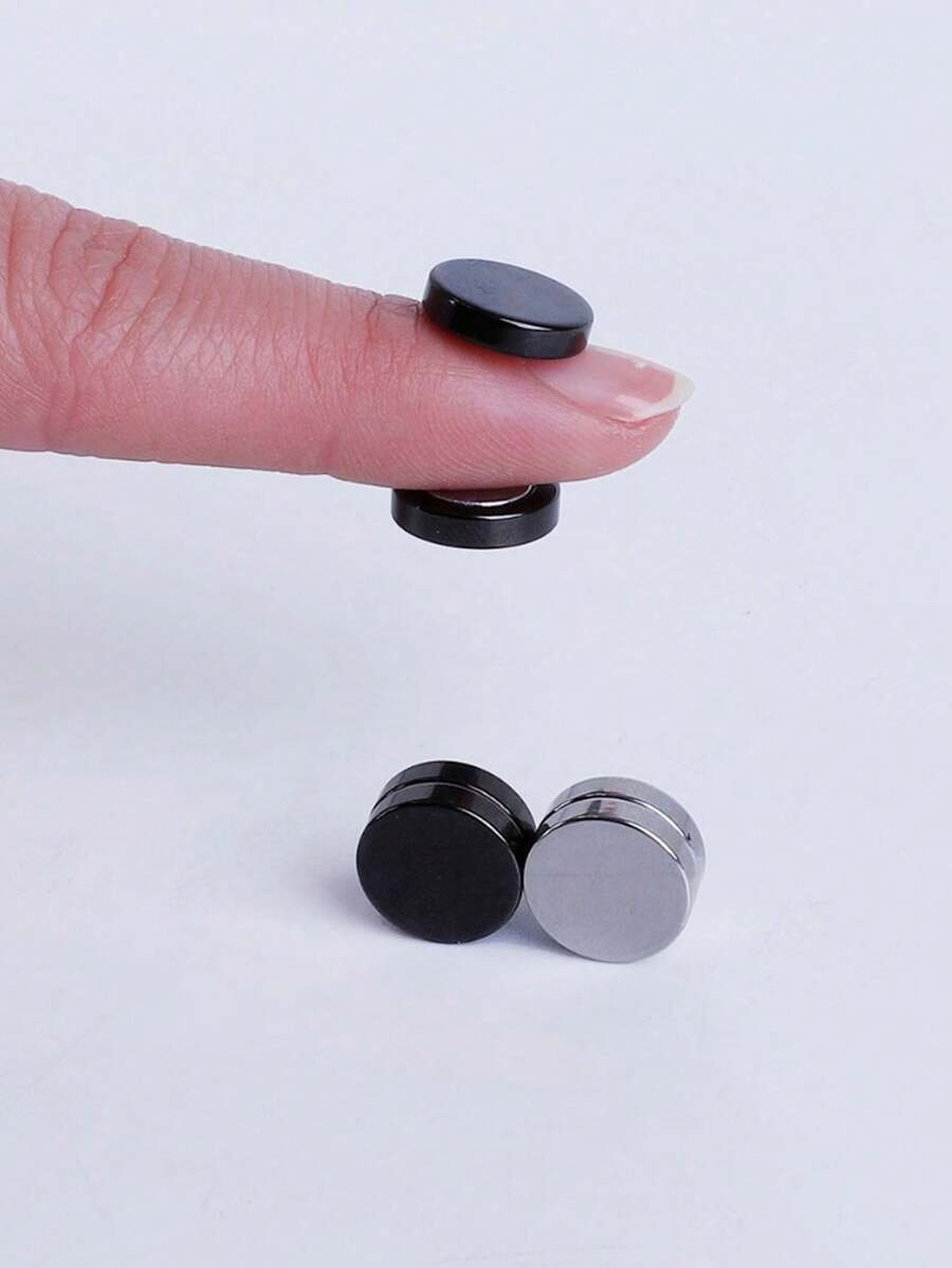 11353 1b-070 Pendientes Sin Perforación De Clip De Oreja Magnética De Acero Inoxidable Punk Para Hombres