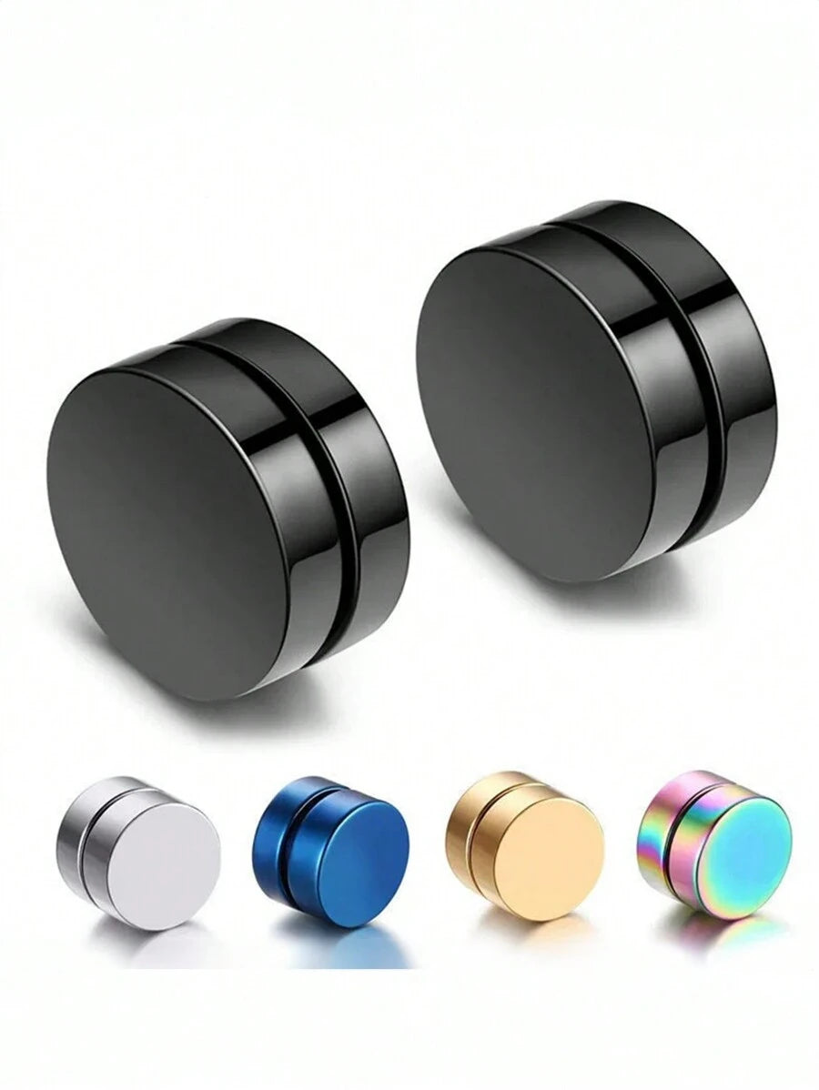 11353 1b-070 Pendientes Sin Perforación De Clip De Oreja Magnética De Acero Inoxidable Punk Para Hombres