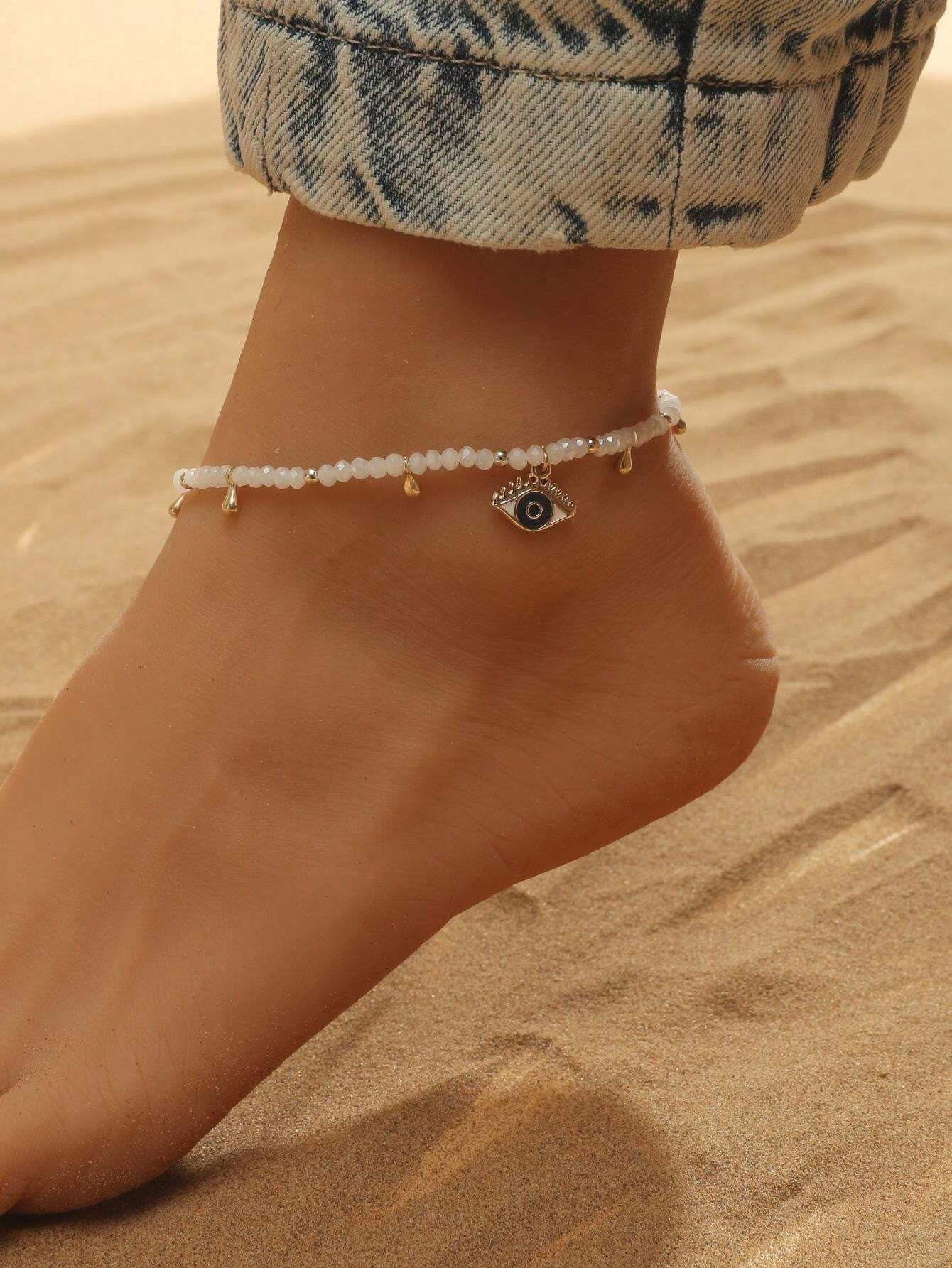 9078 1b-035 Tobillera De Ojo De Cristal Multicolor