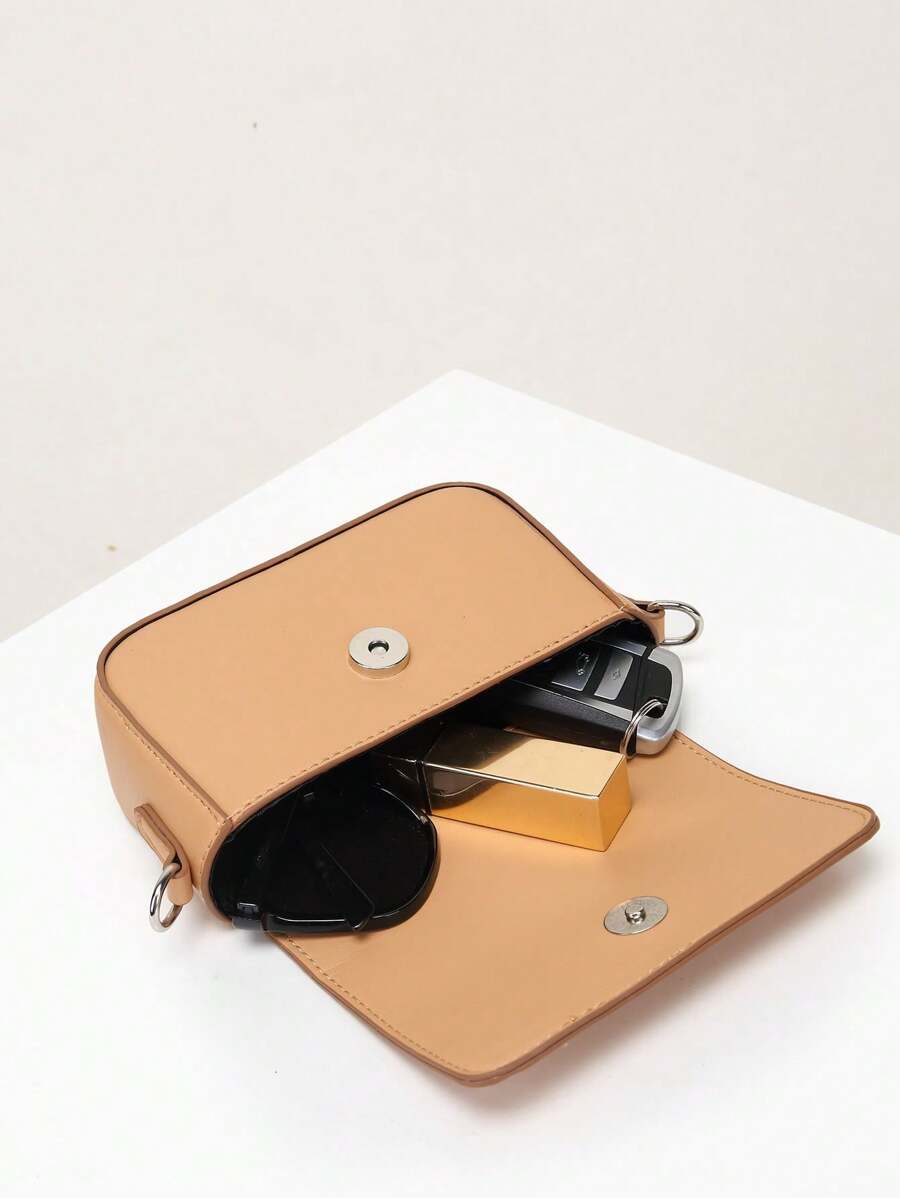 9669 1t-002 Mini Bolso De Hombro De Cuero De Pu Con Solapa Y Múltiples Usos