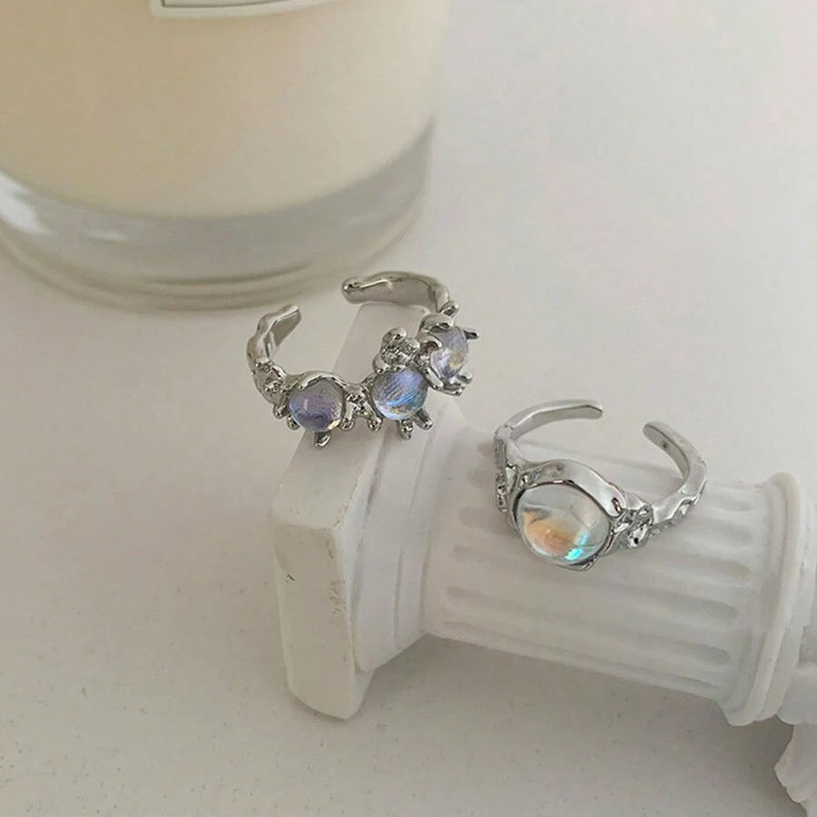 9386 1b-065 Un Juego/2 Piezas Juego De Anillos ajustables De Unión Incrustados Con Piedras