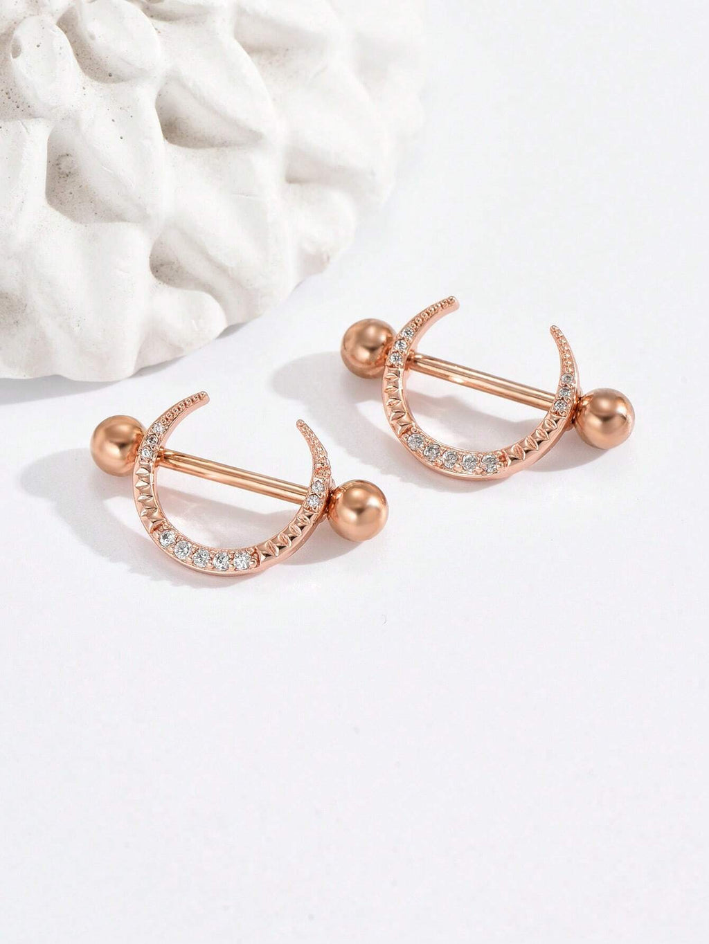 10024 1b-076 UnPar De Anillos Para Pezones Artificiales Y De Acero Inoxidable