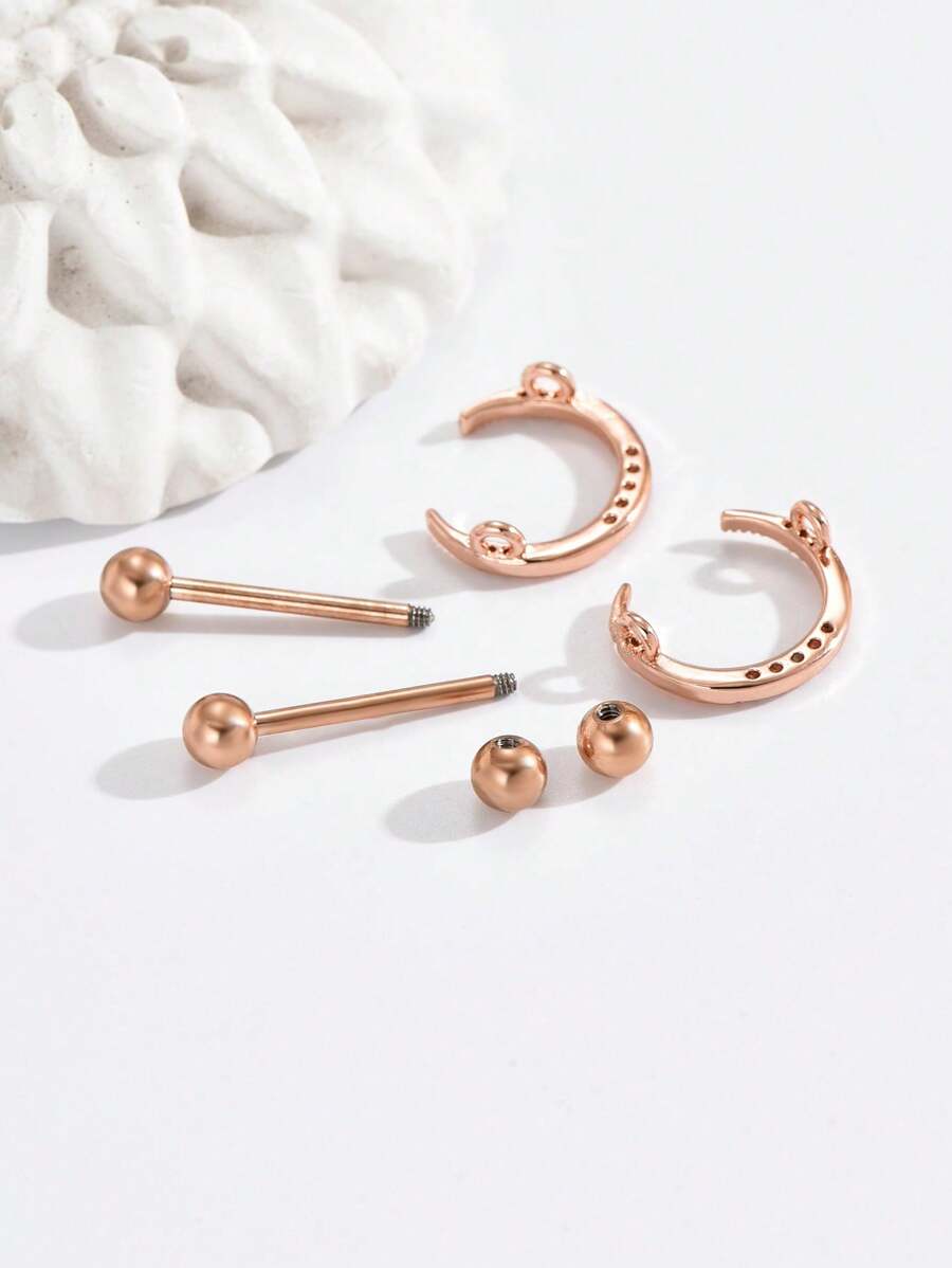 10024 1b-076 UnPar De Anillos Para Pezones Artificiales Y De Acero Inoxidable