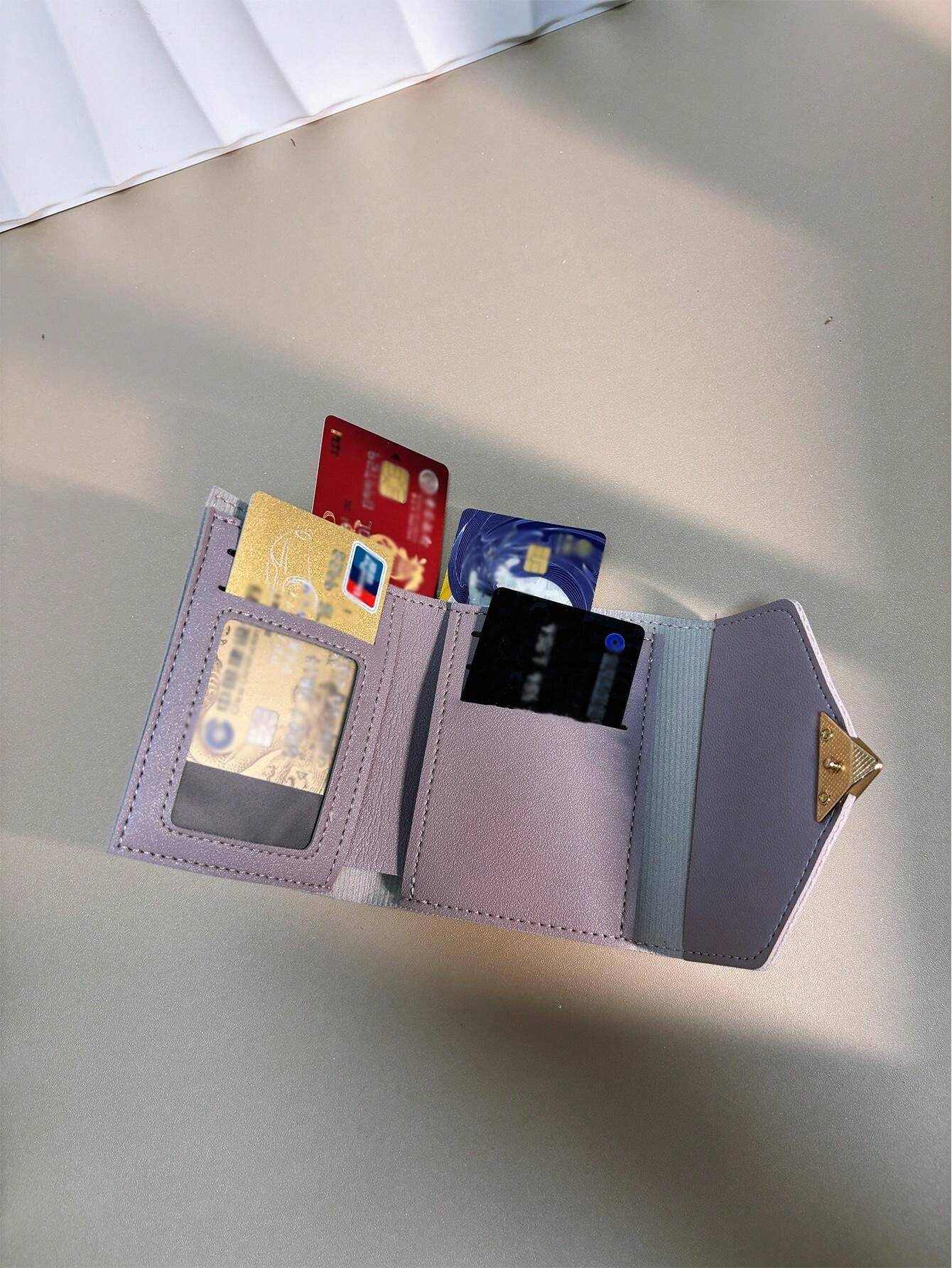 11165 1t-002 cartera De Piel Sintética De Color Sólido Con Diseño De Corazón De Melocotón Y Múltiples Ranuras Para Tarjetas