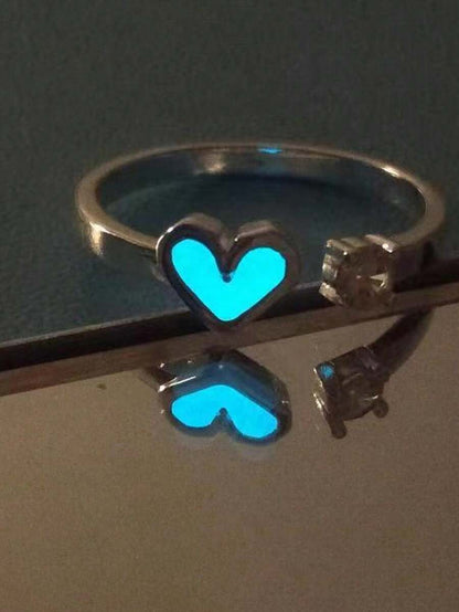 9387 1b-014 Dos Piezas Conjunto De Anillos De Pareja Con Forma De Corazón Luminoso Nocturno