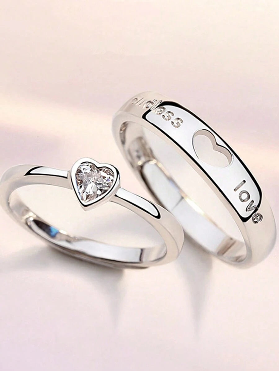 10774 1b-010 1 Par De Anillos De Pareja De Lujo Elegantes Ajustable