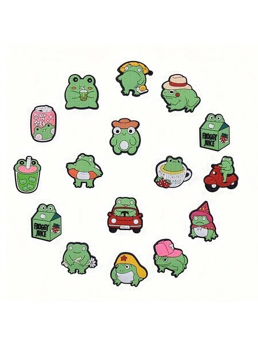 9644 1b-066 Dieciséis Piezas De Encantos De Zapatos De Rana Lindos Para Bolsas De Burbujas