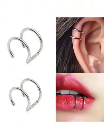 11119 1b-003 Una Pieza Pendiente De Labio De Acero Inoxidable Con Estilo Punk Y Minimalista