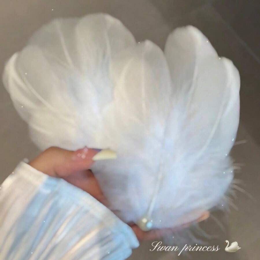 15025 1c-030 1 pieza Clip de cabello de plumas de hada blanca